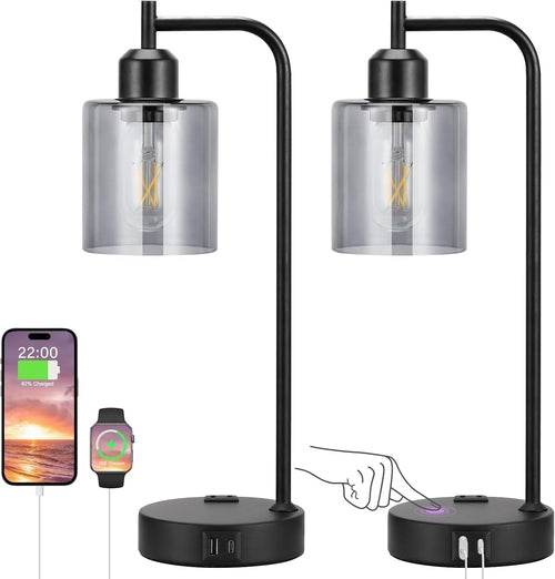 Industrial Touch Bedroom Lamps for Bedrooms Set of 2-3-Way Dimmable - Big J's Showstoppin' Store
